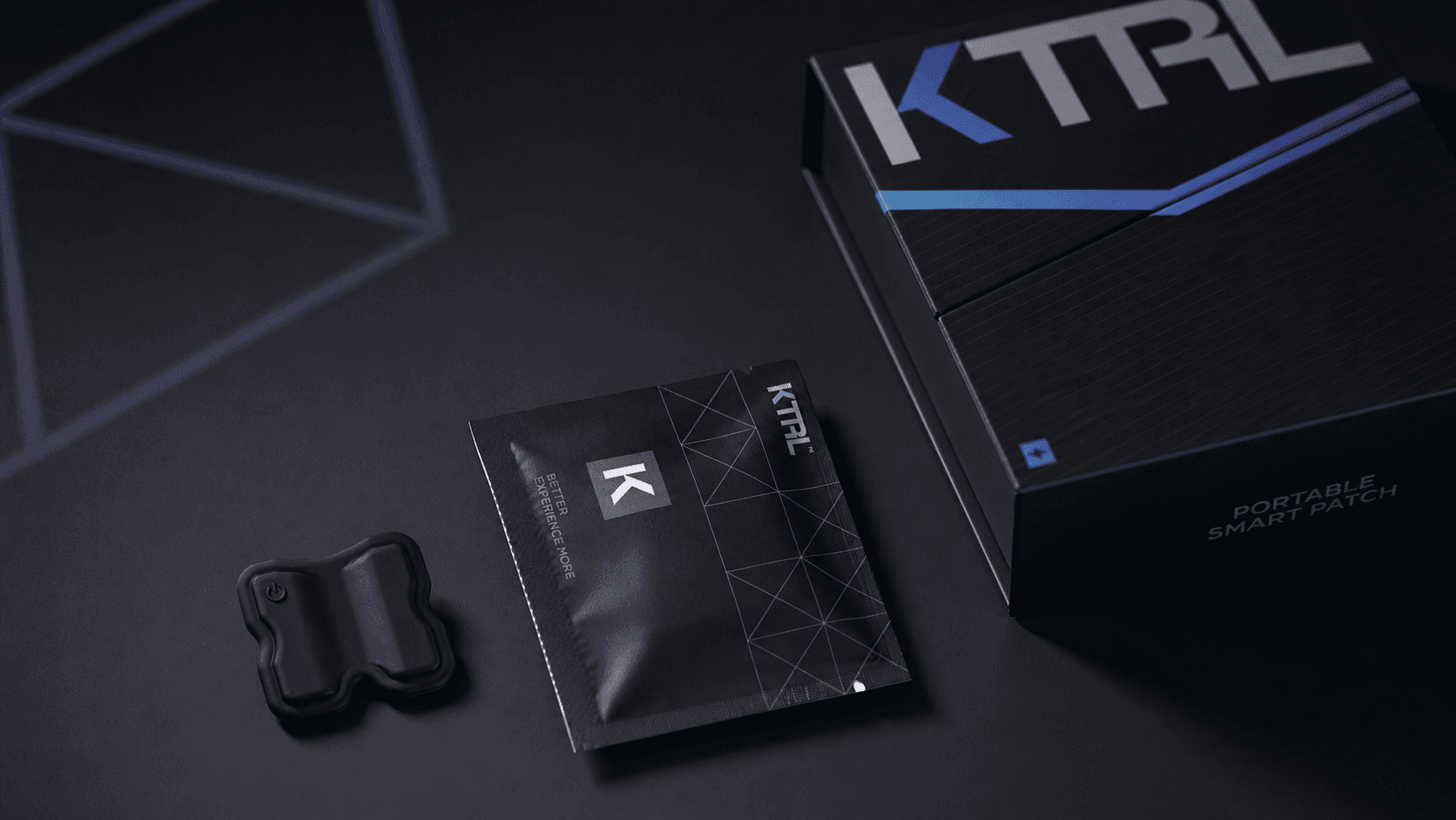 KTRL outer box, inner pouch and printed manual, front composition